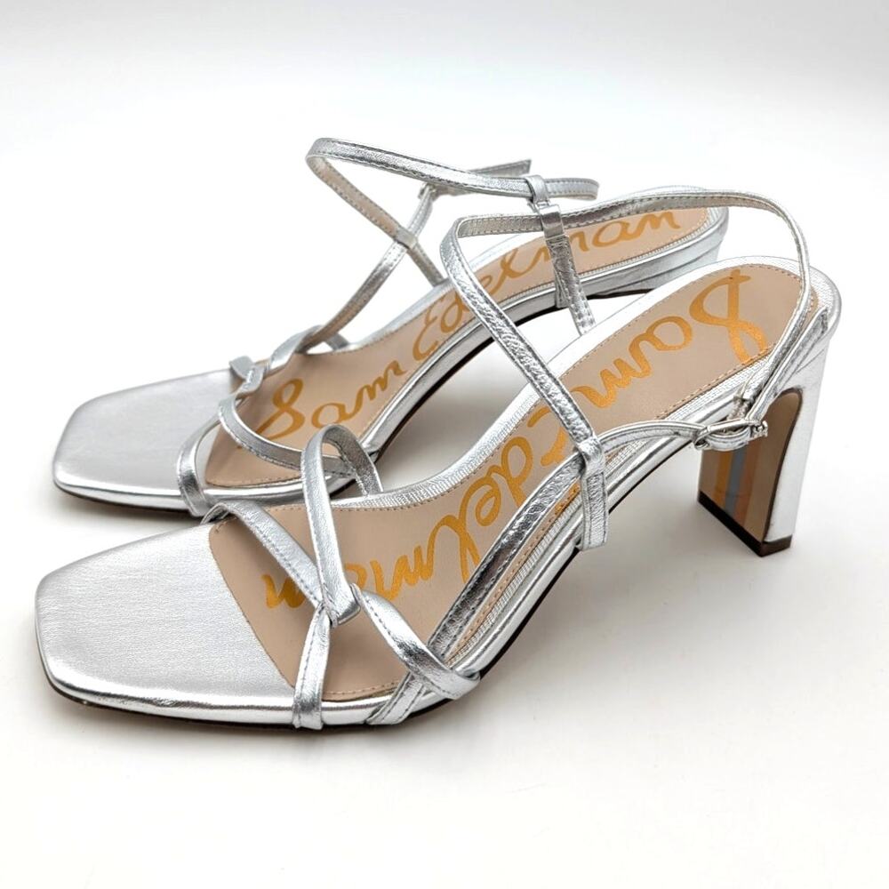 Sam Edelman Emmie Strappy Heel Sandals Women's Soft Silver Size US8.5M EU39